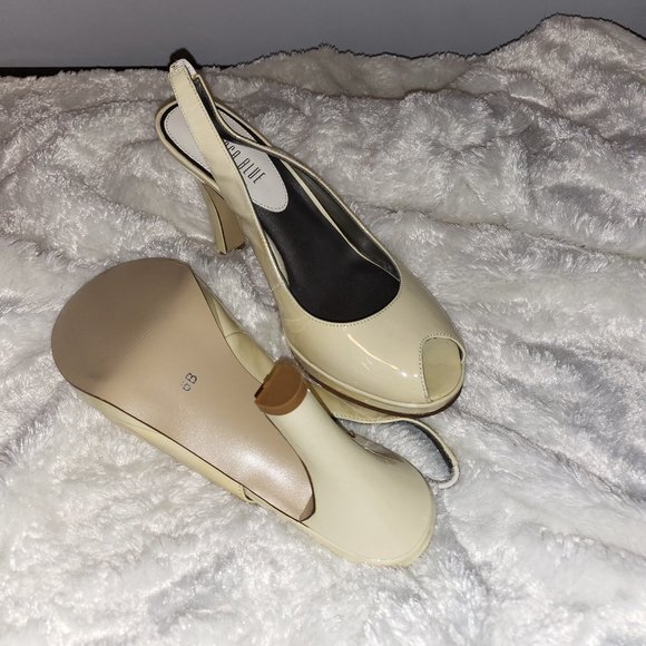 NEW yellow peep toe, sling back heels - size 6 - Picture 1 of 3